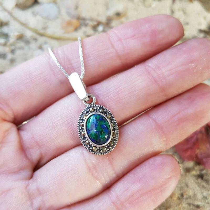 Lapislazuli - Eilat Stein & Markasit Anhänger, König Salomon von NellyJewelryShop