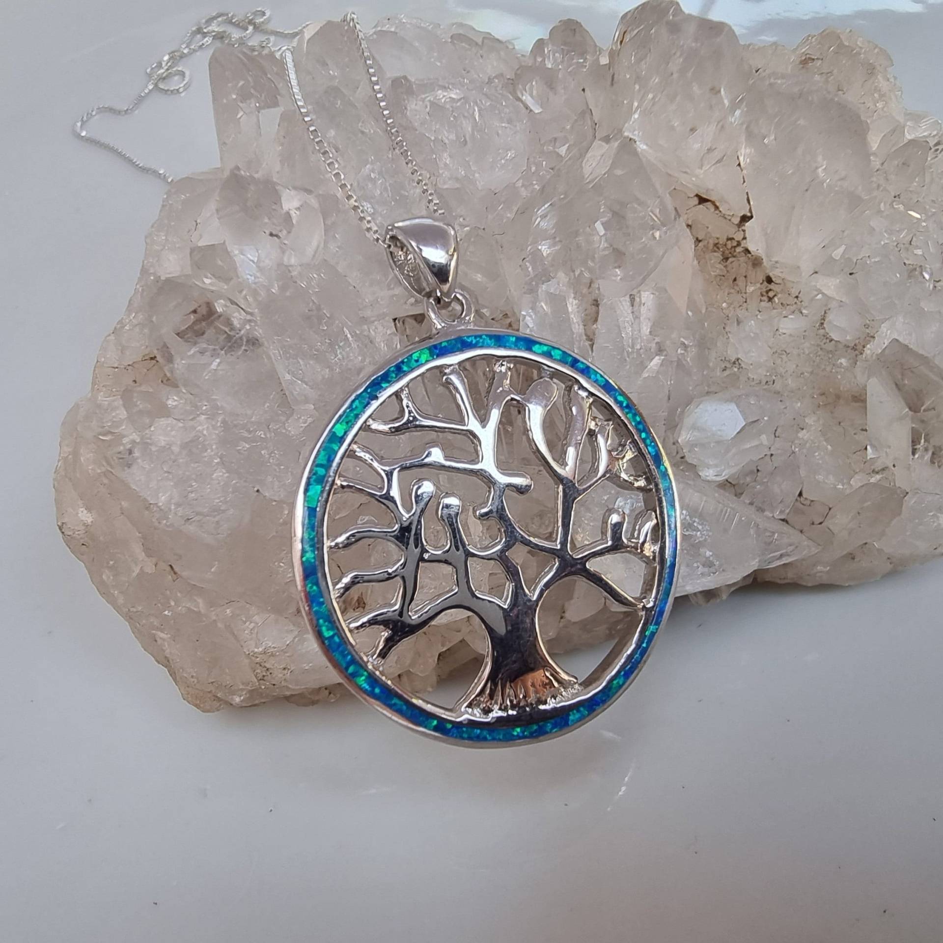Opal Baum Des Lebens Halskette Sterlingsilber Stammbaum Anhänger von NellyJewelryShop