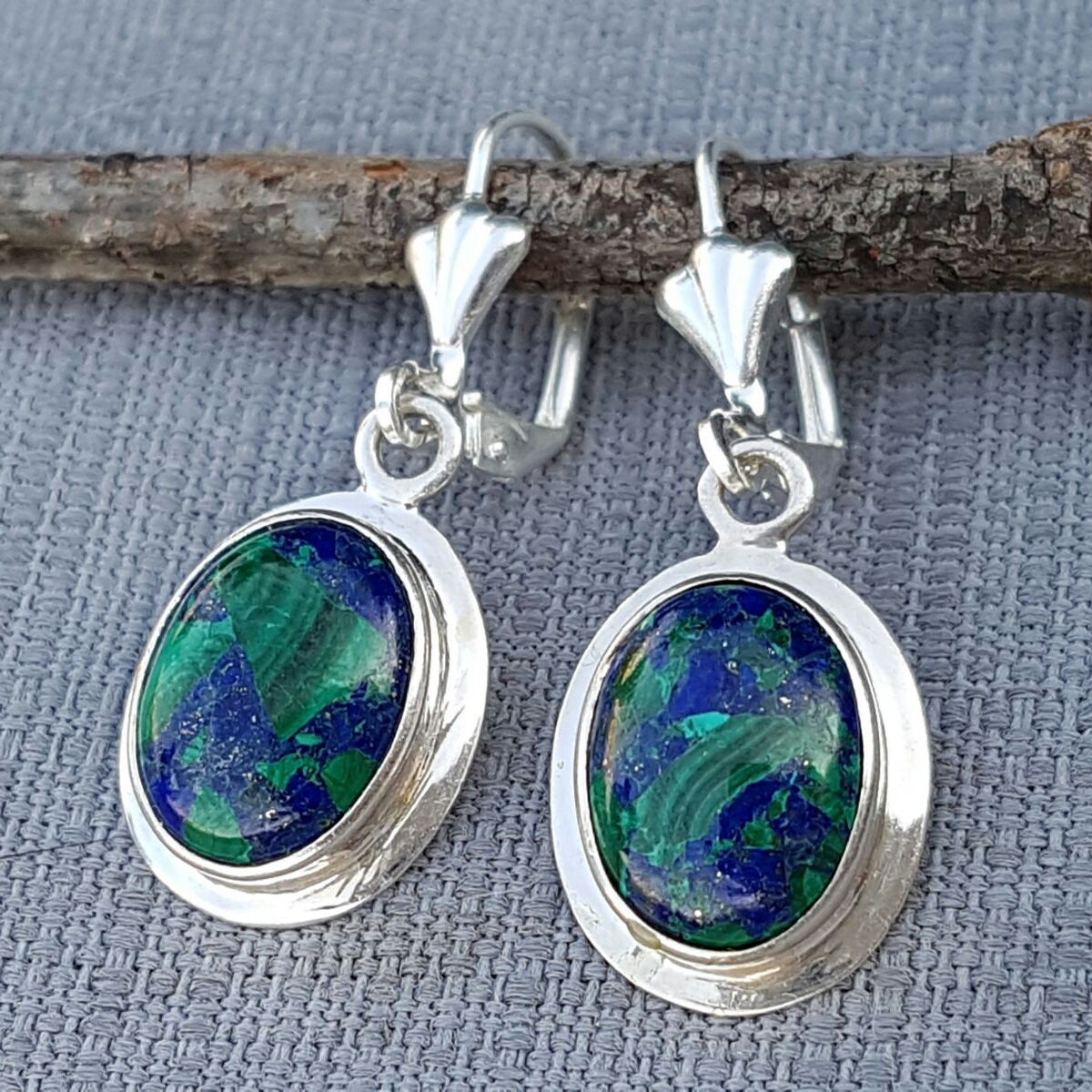 Ovale Eilatstein-Ohrringe Lapis Lazuli, König Solomon Stein von NellyJewelryShop