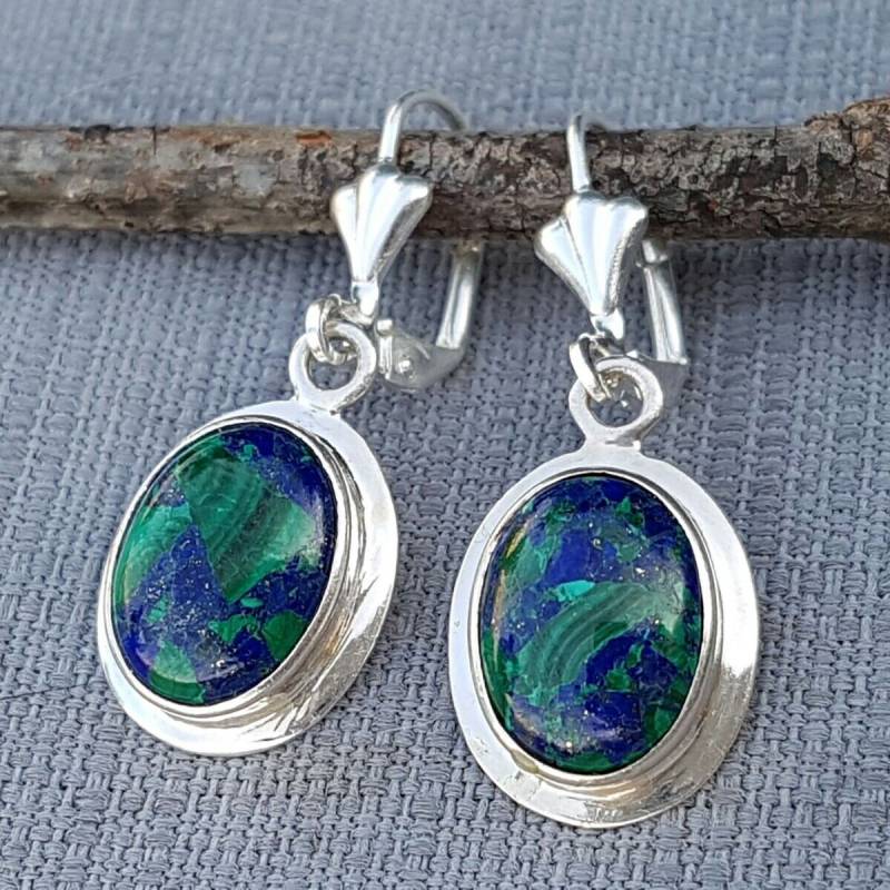Ovale Eilatstein-Ohrringe Lapis Lazuli, König Solomon Stein von NellyJewelryShop