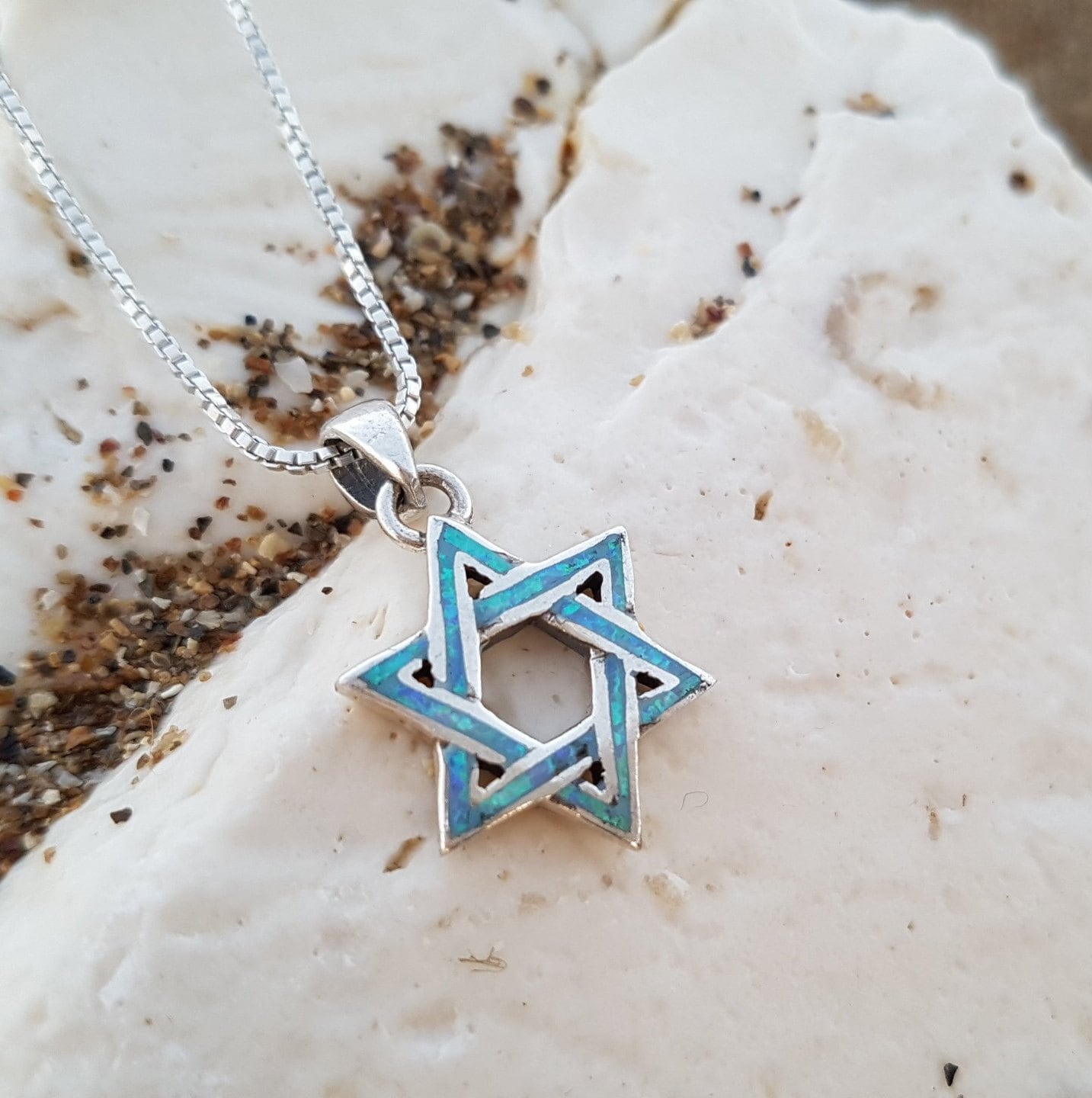 sterling Silber Opal Davidstern Anhänger Halskette von NellyJewelryShop