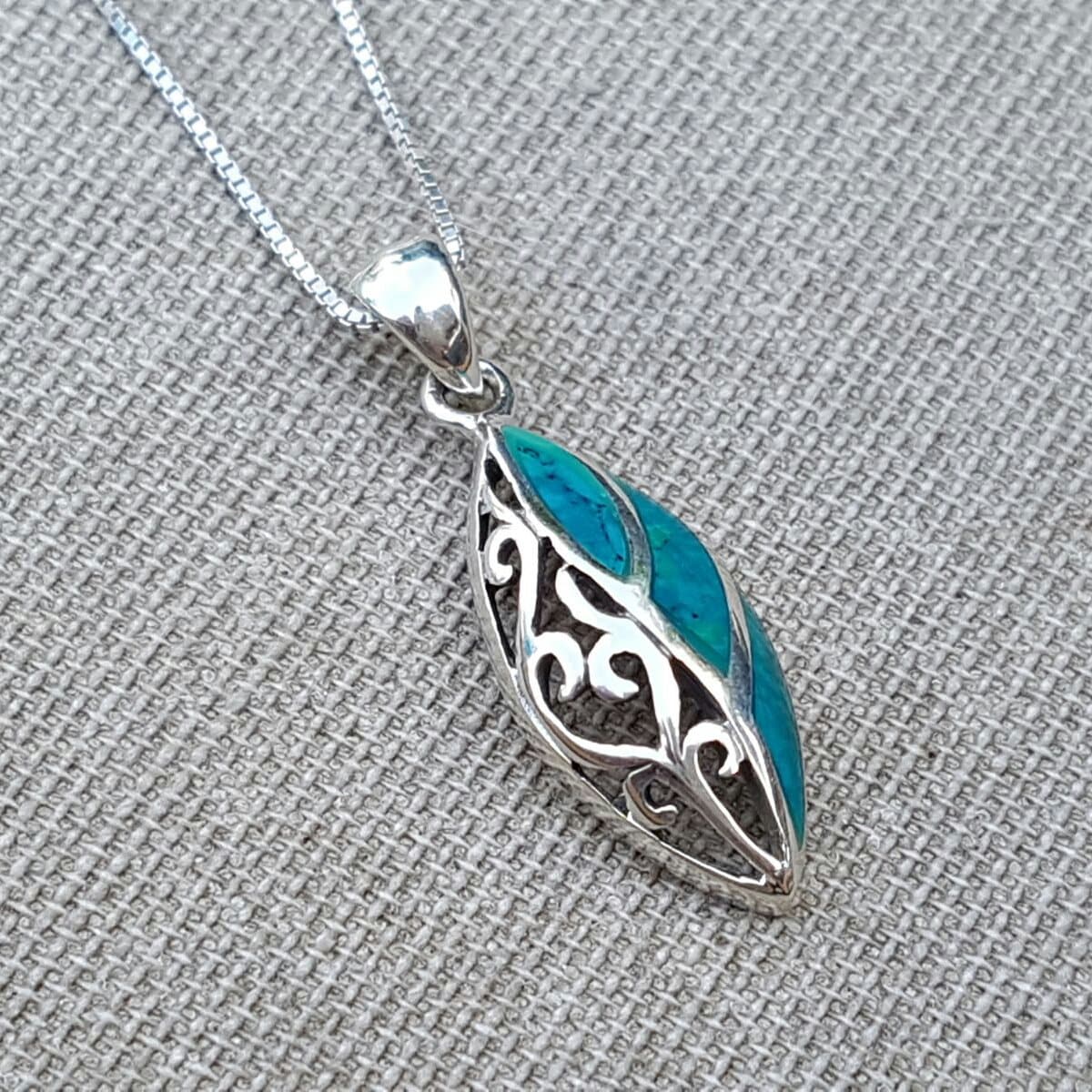 Sterling Silber Türkis Eilat Stein Anhänger von NellyJewelryShop