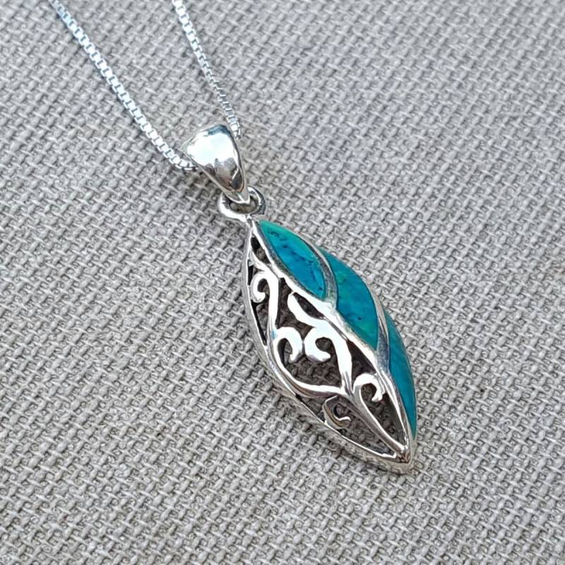 Sterling Silber Türkis Eilat Stein Anhänger von NellyJewelryShop