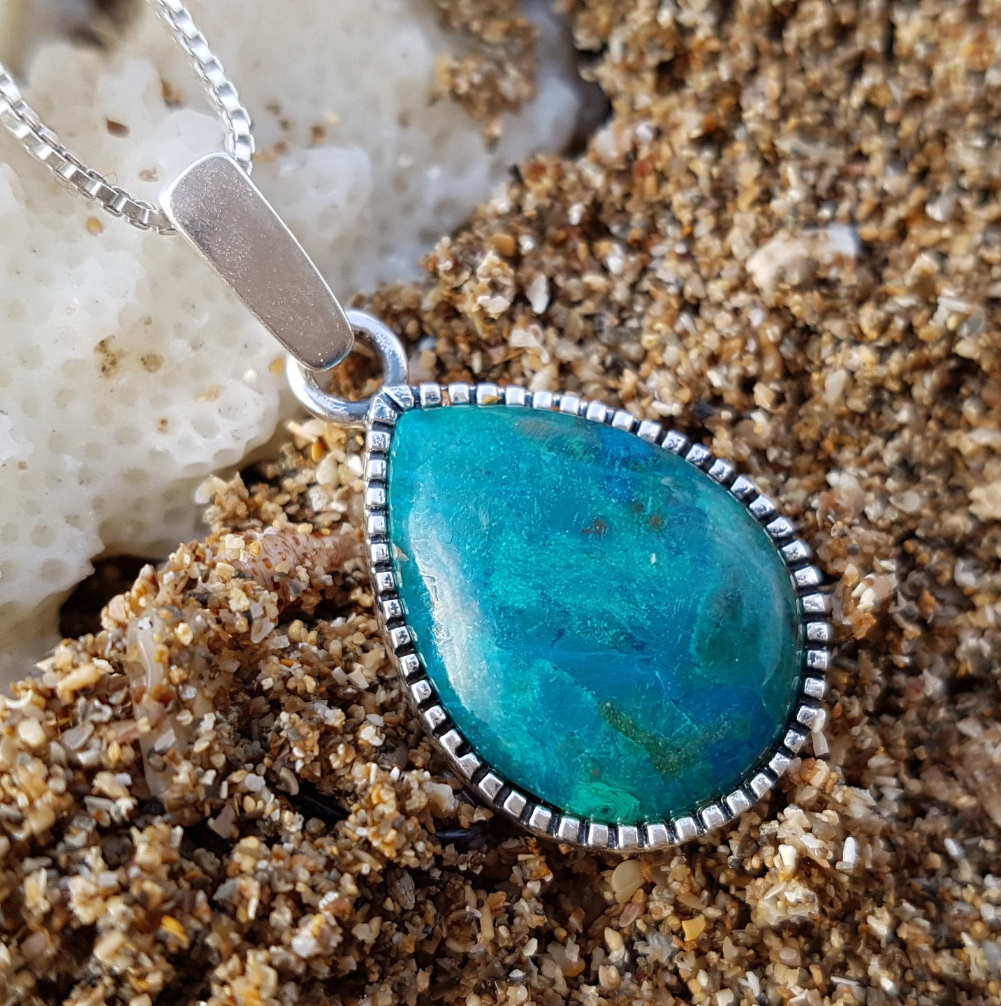 Tropfen Anhänger Aus Sterlingsilber Mit Türkis Eilat Stein, Israels Nationalstein von NellyJewelryShop