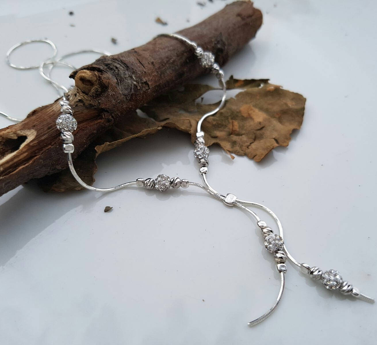 sterling Silber 925 Swarovski Kristall Halskette, Shamballa Perlen, Handgemacht von NellyJewelryShop