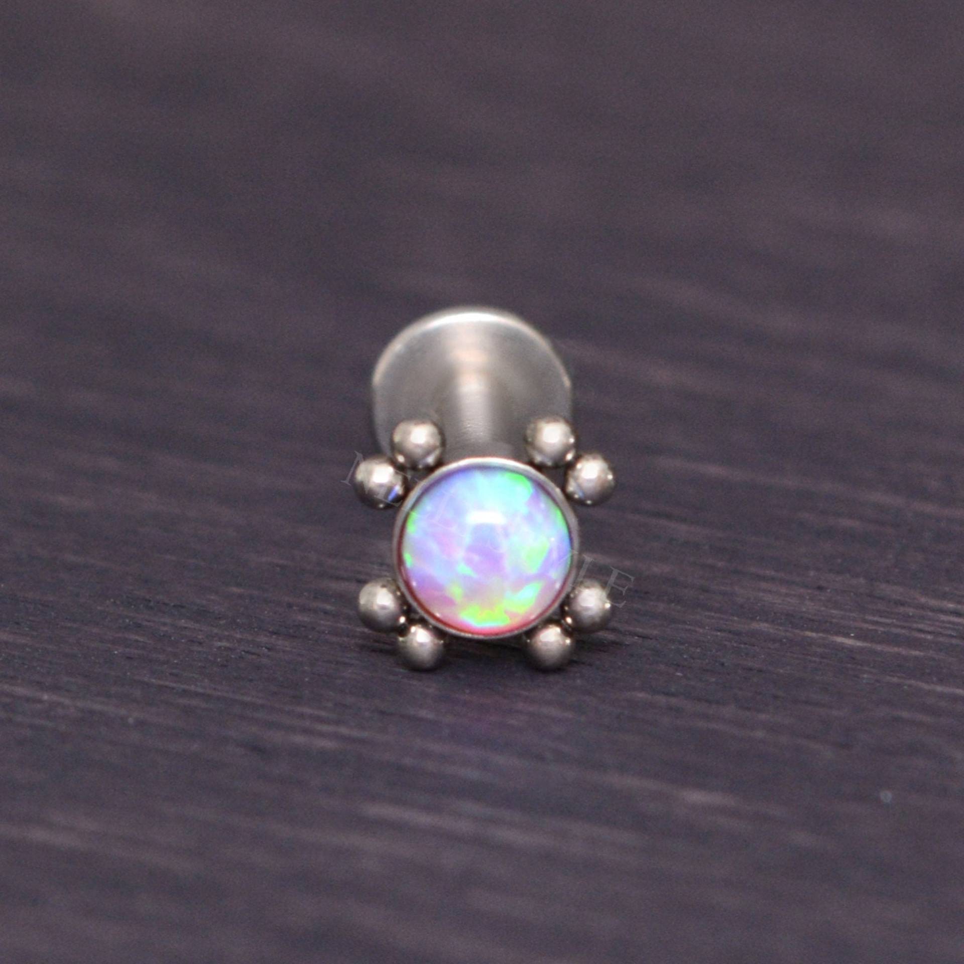 Chirurgenstahl Labret Schmuck - Opal Lippen Piercing Schmuck, Monroe Piercing, Medusa Lippenschmuck Mit Innengewinde von NellySteelPiercing