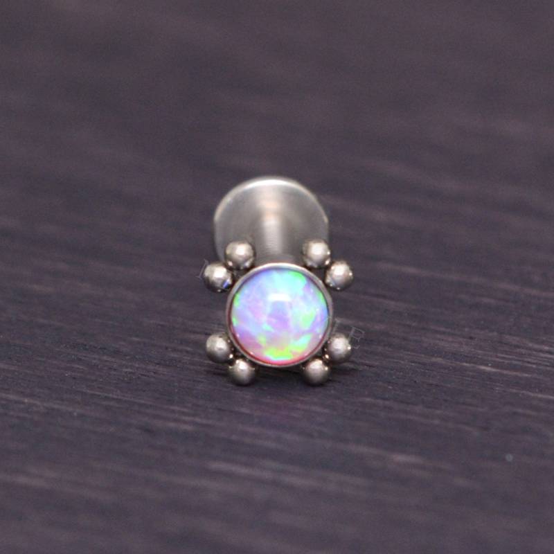 Chirurgenstahl Labret Schmuck - Opal Lippen Piercing Schmuck, Monroe Piercing, Medusa Lippenschmuck Mit Innengewinde von NellySteelPiercing