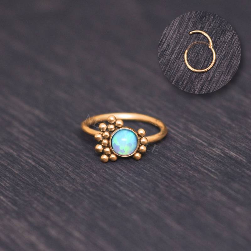 Chirurgenstahl-Tragus-Schmuck - Opal-Knorpel-Reifen, Conch-Piercing-Schmuck, Tragus-Reifen, Clicker-Ring von NellySteelPiercing