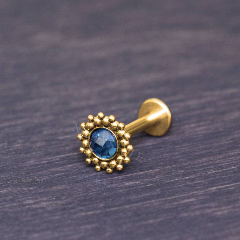 Intern Gefädelter Labret-Ohrstecker - Chirurgenstahl Lippe, Monroe Ohrring Mit Cz, Medusa Schmuck von NellySteelPiercing