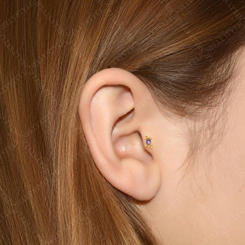 Labret Ohrring 316L Chirurgenstahl Mit Innengewinde - Cz Tragus Stud, Knorpel Piercing, Helix Ohrring, Conch Stud von NellySteelPiercing