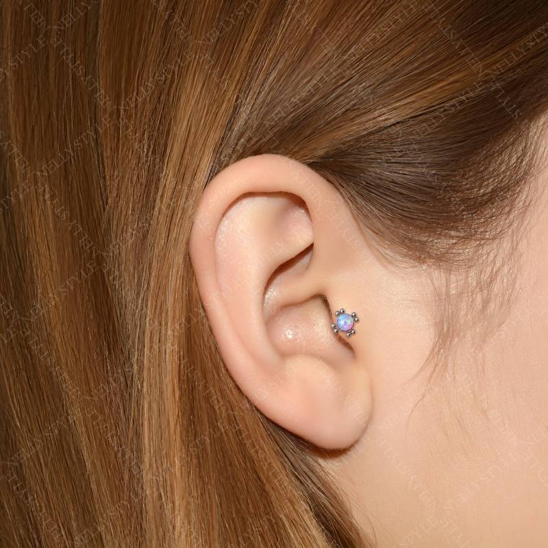 Labret Ohrring 316L Chirurgenstahl Mit Innengewinde - Opal Tragus Bolzen, Knorpel Piercing, Helix Ohrring, Conch Bolzen von NellySteelPiercing