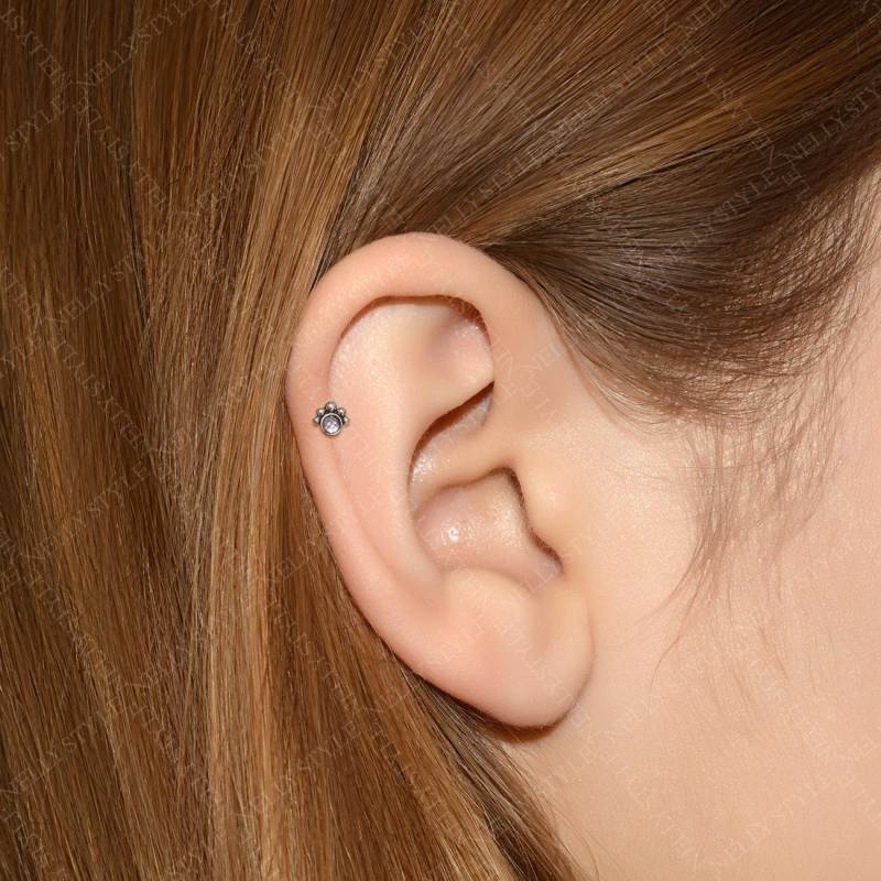 Labret Ohrstecker Chirurgenstahl - Helix Schmuck, Tragus Mit Innengewinde, Knorpel Piercing Conch Flat Back Barbell von NellySteelPiercing