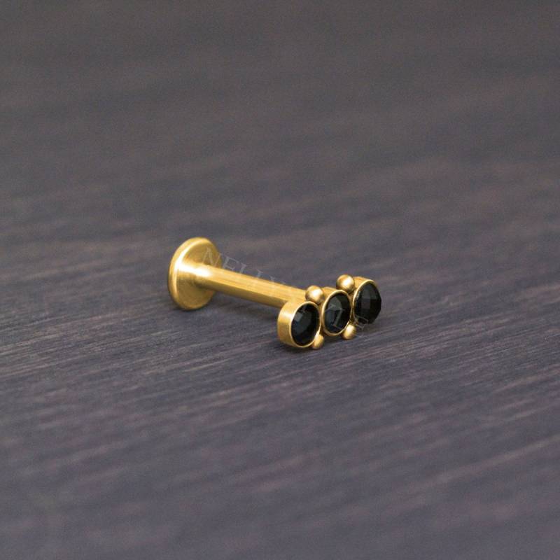 Labret-Piercing-Schmuck Aus Chirurgenstahl - Lippenring, Monroe-Ohrstecker Mit Innengewinde, Onyx-Medusa-Piercing-Schmuck von NellySteelPiercing