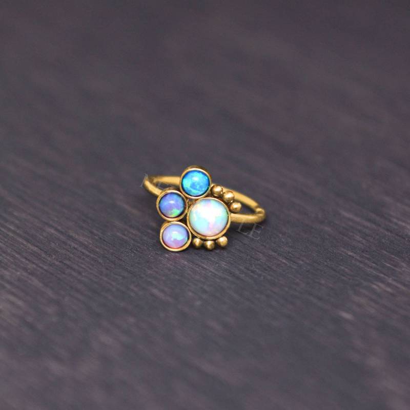 Nasenring Aus Edelstahl Mit Opalstein - Nasenschmuck von NellySteelPiercing