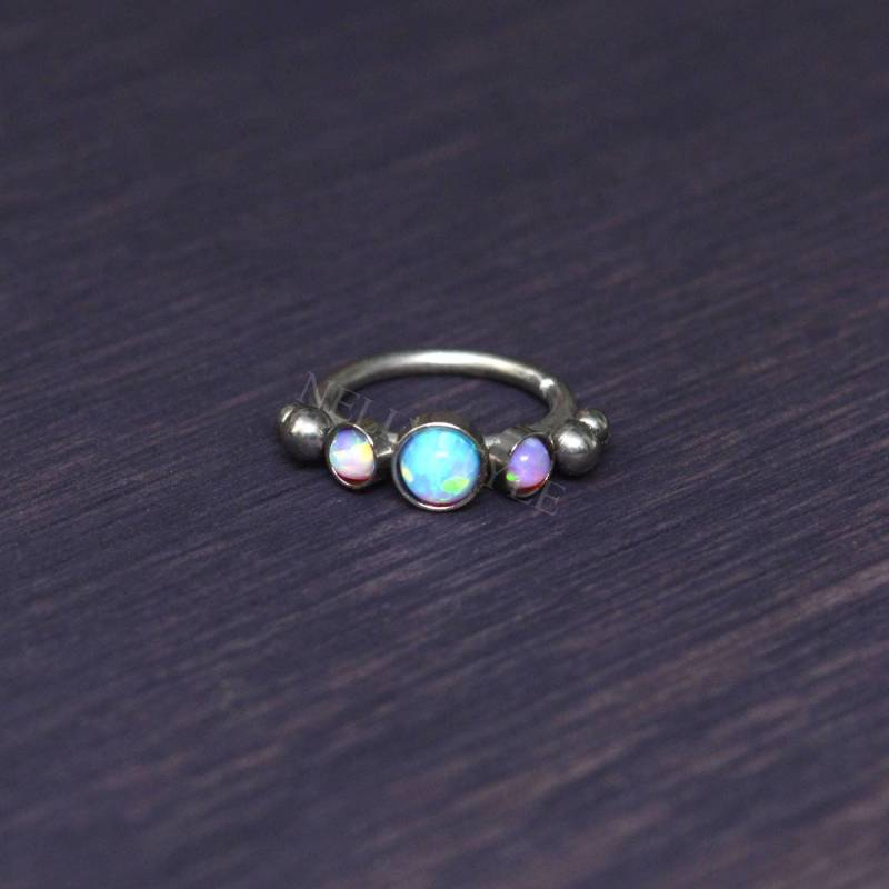 Nasenring Mit Opal Edelstein - Nasenpiercing Aus Chirurgenstahl von NellySteelPiercing