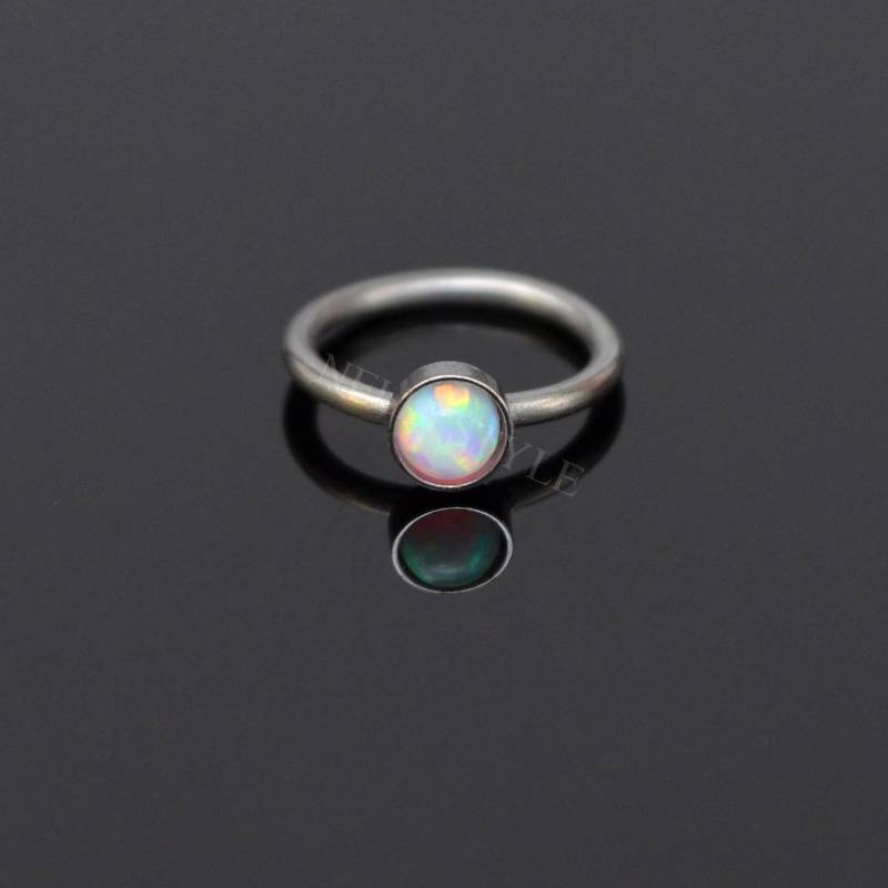 Nasenring Mit Opal Edelstein - Nasenpiercing Aus Chirurgenstahl von NellySteelPiercing