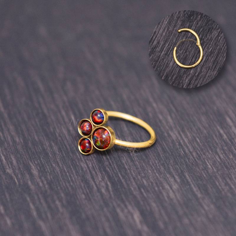 Opal-Knorpel-Clicker - Tragus-Ohrring, Rook-Piercing-Schmuck, Helix-Ohrring-Clicker von NellySteelPiercing