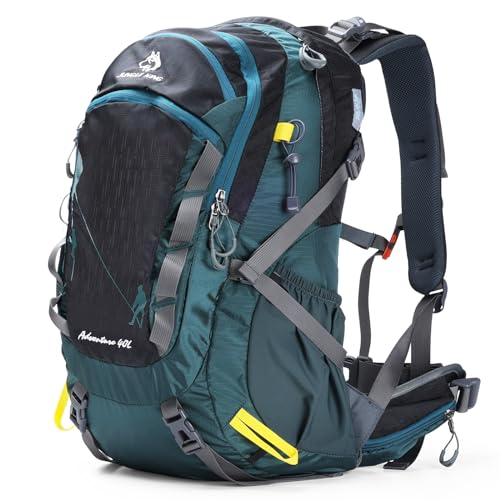 Neloheac Wanderrucksack Herren 40L mit Rückenbelüftung und Rückenlehne, Wasserdicht Trekkingrucksack mit Abnehmbar Regenschutz, Reisetasche Daypack Leicht, Schwarz von Neloheac