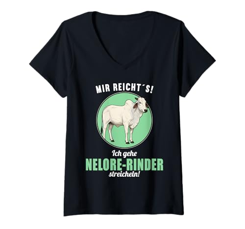 Damen Nelore-Rinder Nelore-Rind T-Shirt mit V-Ausschnitt von Nelore-Rinder Nelore-Rind Tier Shop