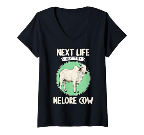 Damen Nelore-Rinder Nelore-Rind T-Shirt mit V-Ausschnitt von Nelore-Rinder Nelore-Rind Tier Shop
