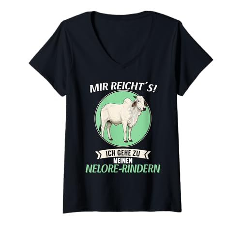Damen Nelore-Rinder Nelore-Rind T-Shirt mit V-Ausschnitt von Nelore-Rinder Nelore-Rind Tier Shop