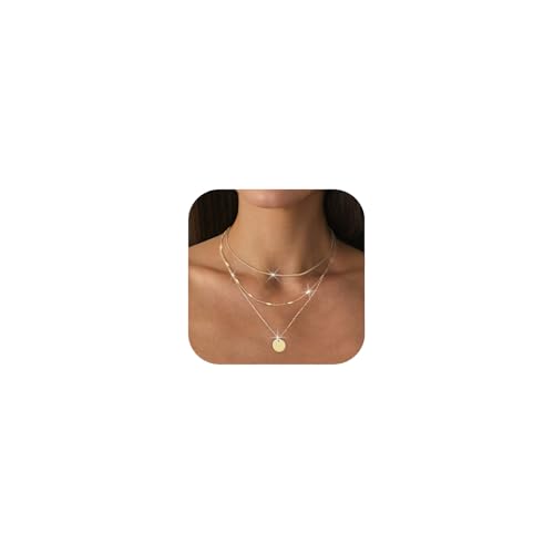 Nelytiya Halskette Damen Gold 18K Vergoldet Layered Kette Stapelbare Edelstahl Ketten Set Goldkette Für Damen von Nelytiya