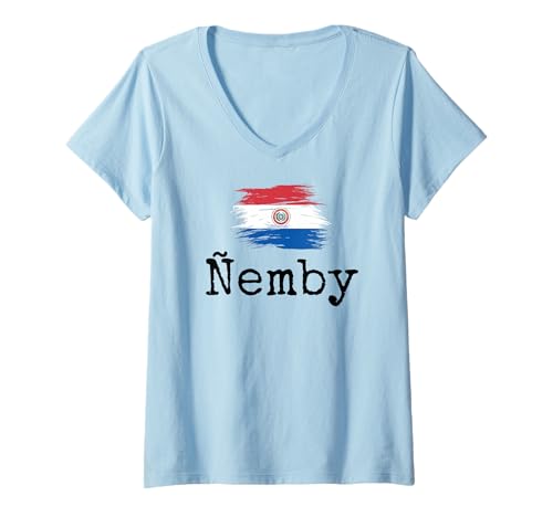 Damen Nemby Stadt Land Paraguay Familienausflug Reise Herren Damen T-Shirt mit V-Ausschnitt Damen Nemby Stadt Land Paraguay Familienausflug Reise Herren Damen T-Shirt mit V-Ausschnitt von Nemby Town Paraguay Vacation Toddler Guaraní