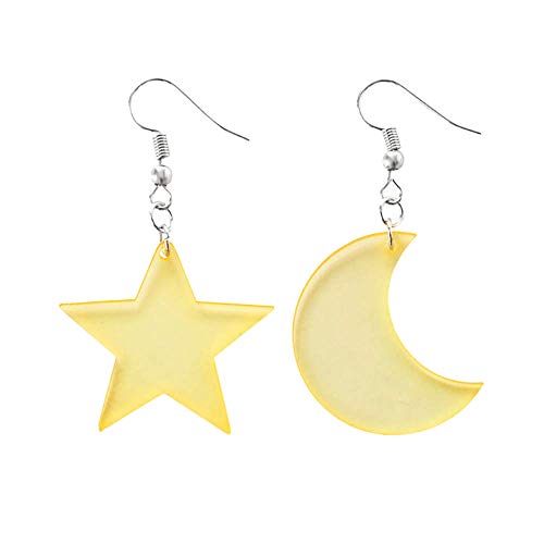 Nemeae Stern Mond Transparente Asymmetrische Ohrringe SüßEr FüNfeckiger Stern Asymmetrischer Ohr Haken von Nemeae
