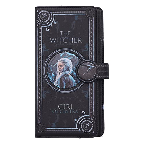 Nemesis Now The Witcher Ciri Geldbörse mit Prägung, 18,5 cm, PU-Leder, schwarz, offizielles Lizenzprodukt von The Witcher, Ciri geprägte Geldbörse, 4 Bargeld- und 12 Kartenfächer, Schwarz, 18.5cm, von Nemesis Now