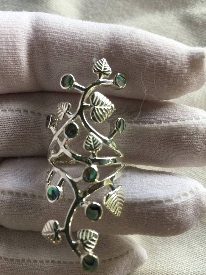 Antike Abalone Filigrane Sterling Silber Ring von NemesisJewelryNYC