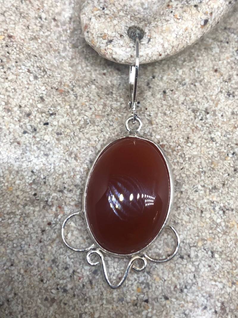 Carnilian Charm Edelstein Sterling Silber Ohrringe von NemesisJewelryNYC