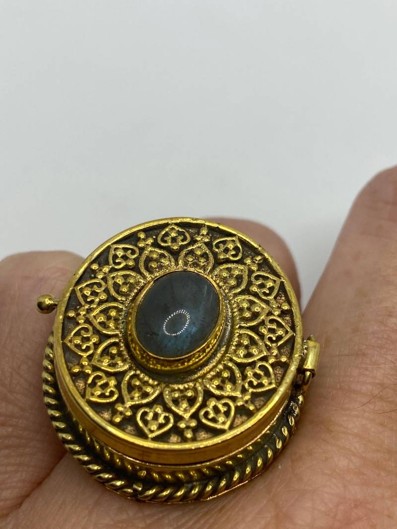 Großer Stein Schlagring Gift Pillbox Verstellbarer Ring von NemesisJewelryNYC