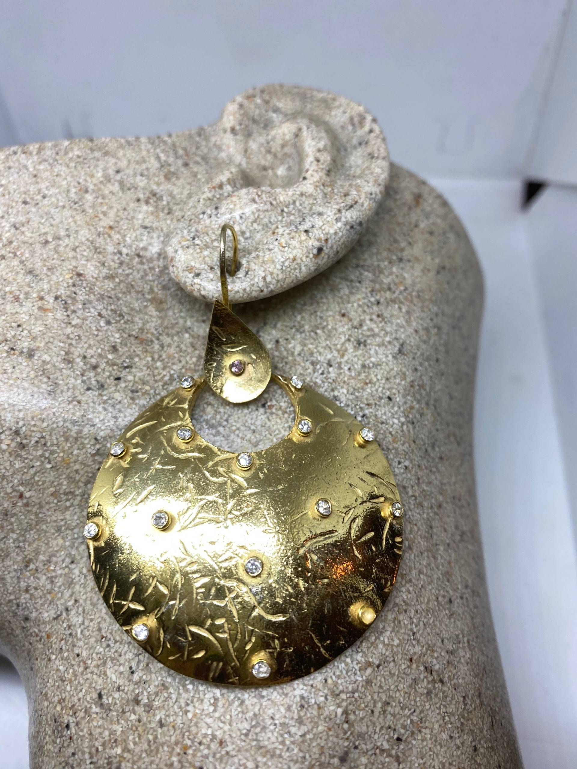 Handgefertigte Antike Kristall Quarz Edelstein Goldene Sterling Silber Ohrringe Handgefertigte Antike Kristall Quarz Edelstein Goldene Sterling Silber Ohrringe von NemesisJewelryNYC