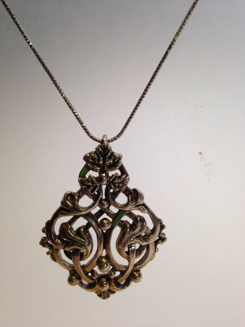 Handmade 925 Sterling Silber Vintage Filligrane Großer Anhänger von NemesisJewelryNYC
