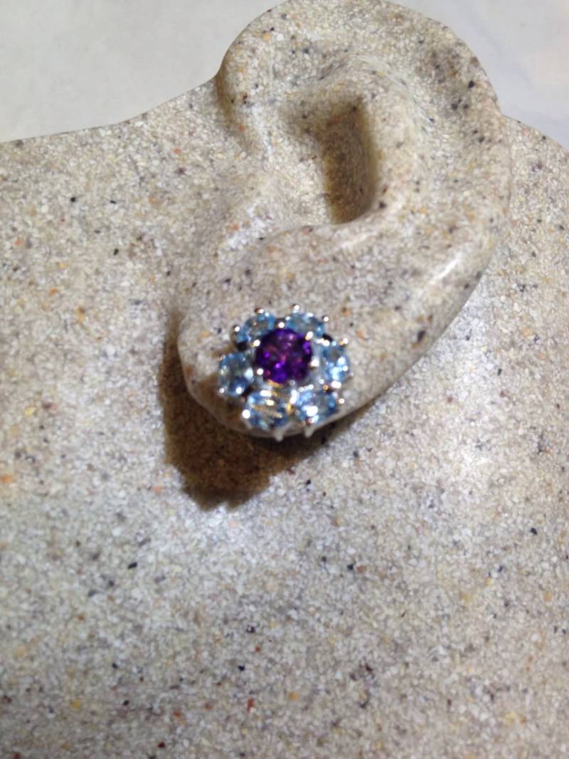 Vinage Echte Blautopas Edelstein Filigrane Sterling Silber Baumeln Ohrringe von NemesisJewelryNYC