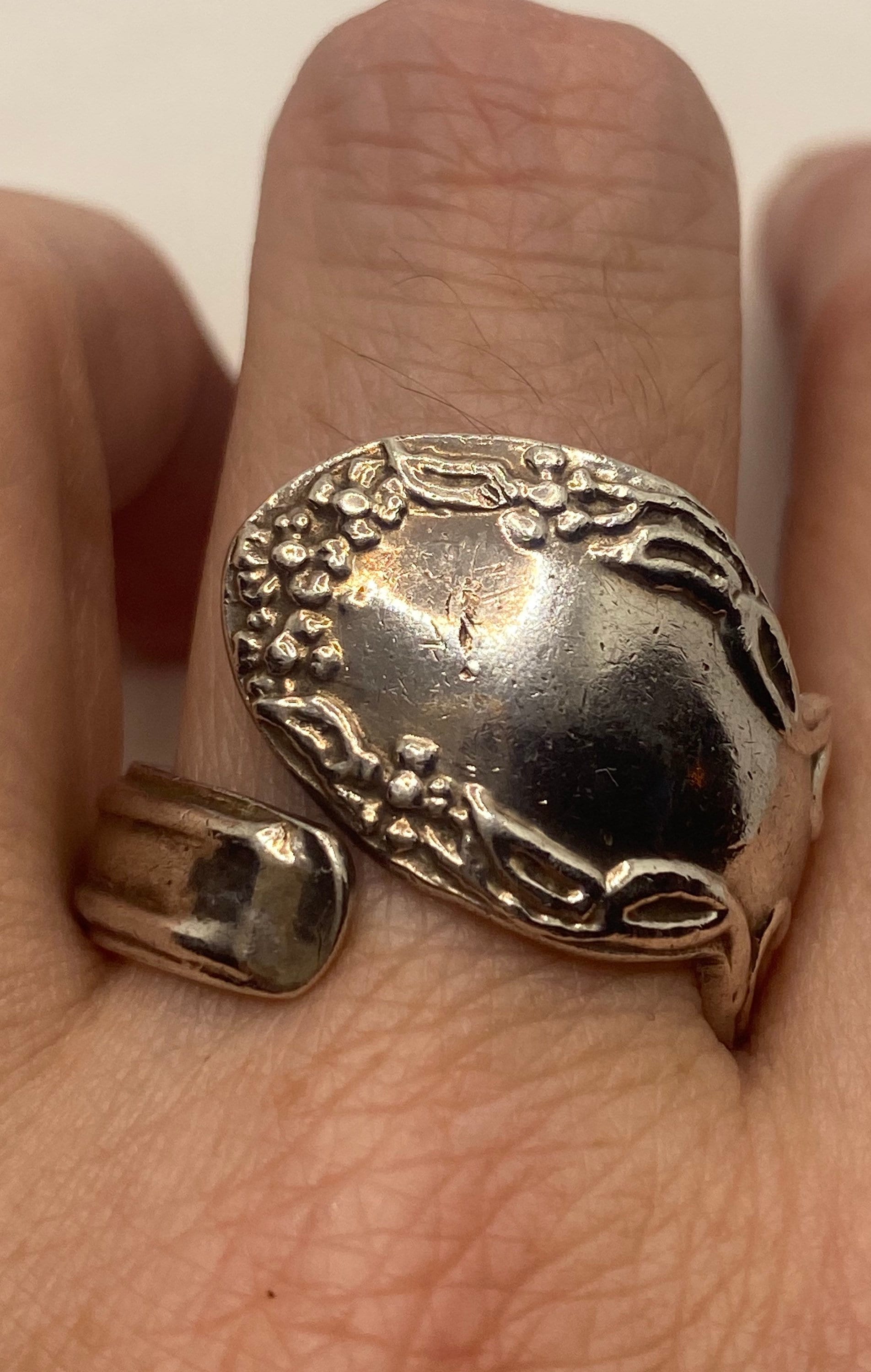 Vintage 925 Sterling Silber Blatt Löffel Ring von NemesisJewelryNYC