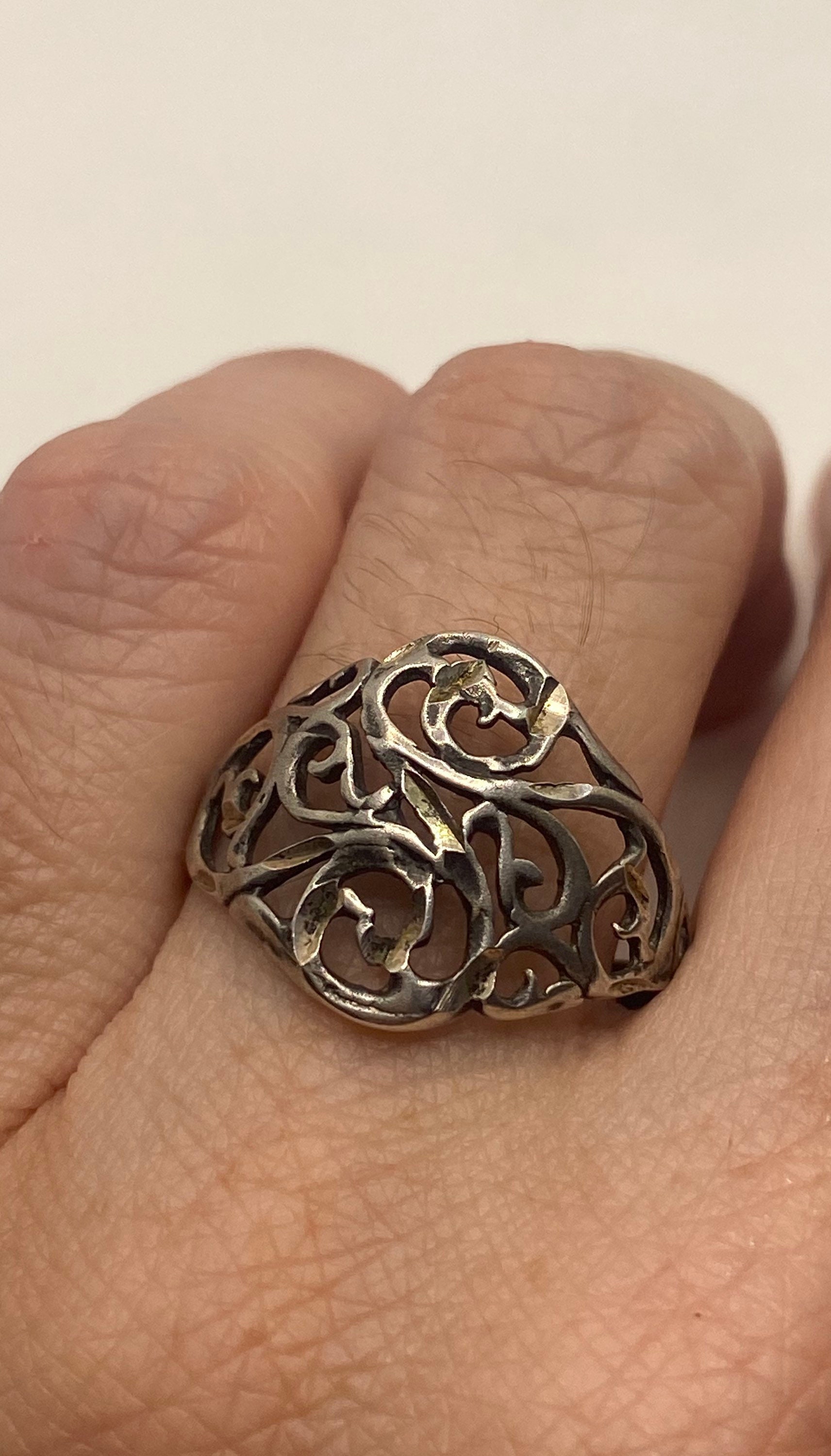 Vintage 925 Sterling Silber Filigran Ring von NemesisJewelryNYC