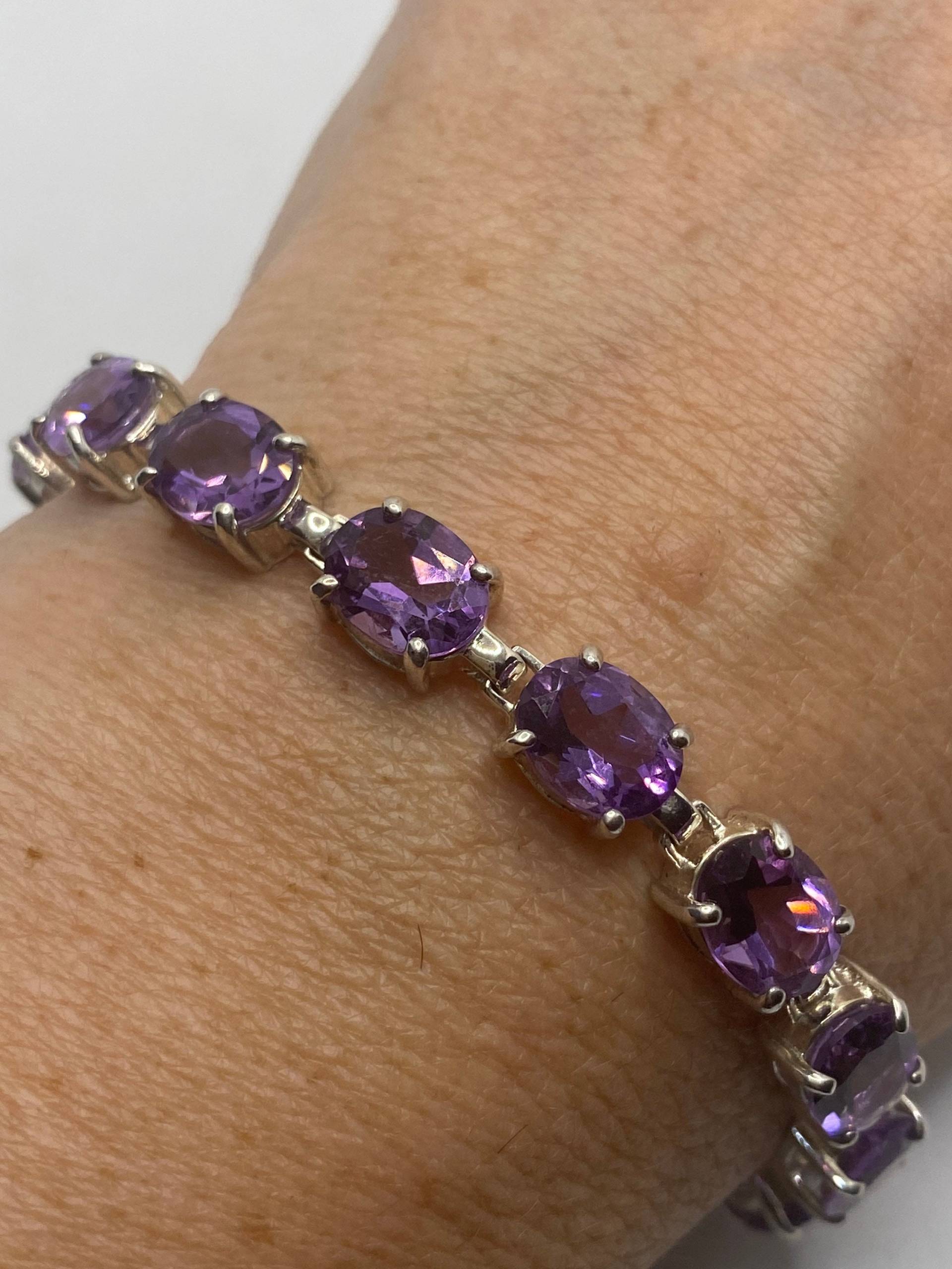 Vintage Amethyst Armband 925 Sterling Silber Lila Deko von NemesisJewelryNYC