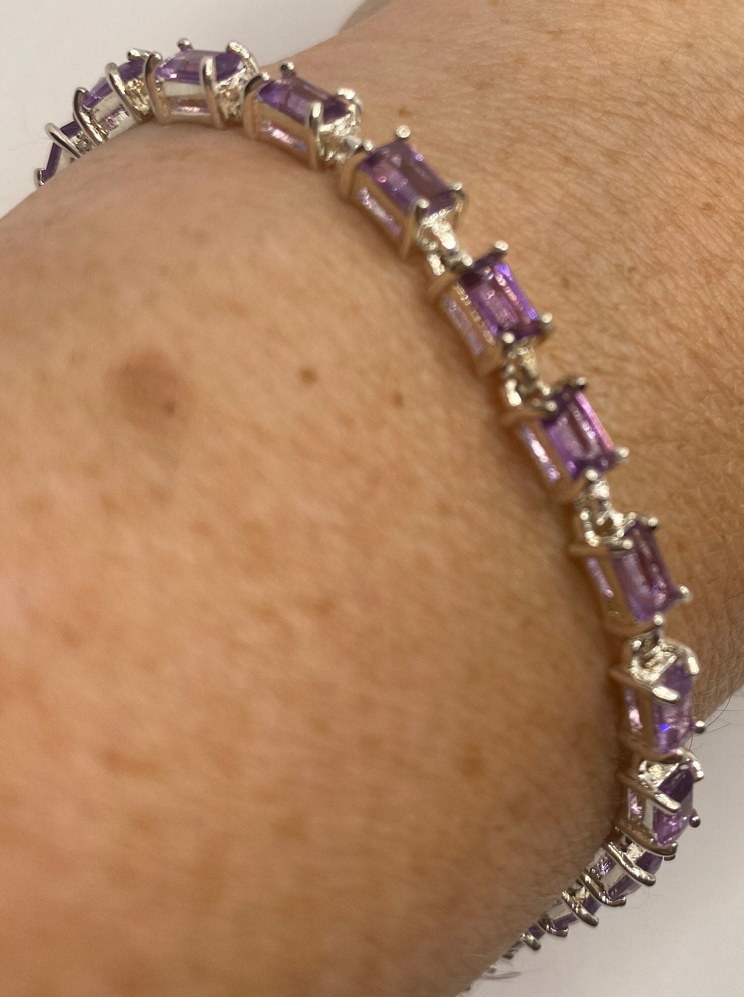 Vintage Amethyst Armband 925 Sterling Silber Lila Deko von NemesisJewelryNYC