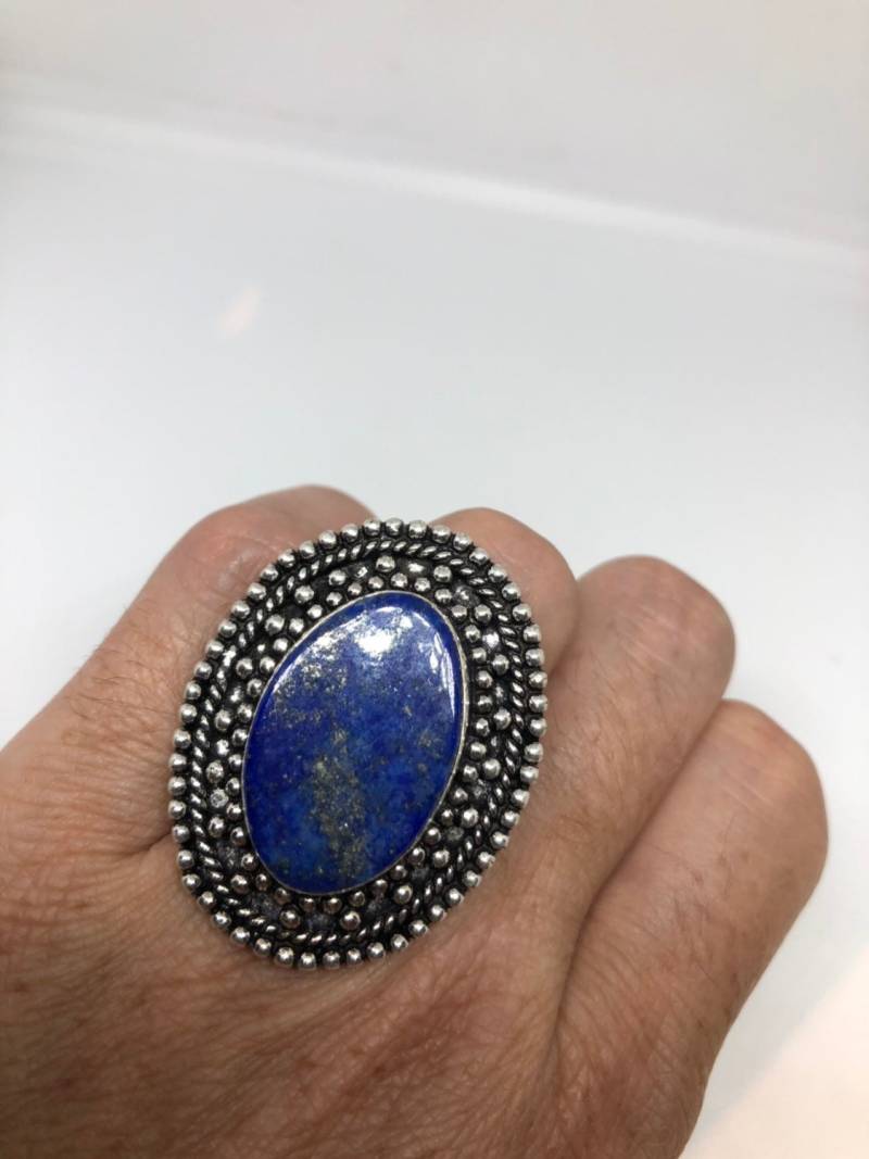 Vintage Blau Echte Lapis Lazuli Ring von NemesisJewelryNYC