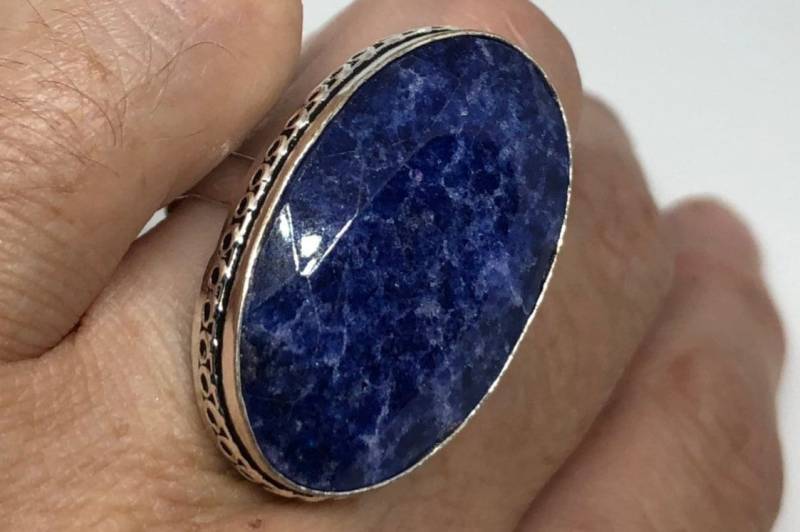 Vintage Blau Echte Lapis Lazuli Ring von NemesisJewelryNYC