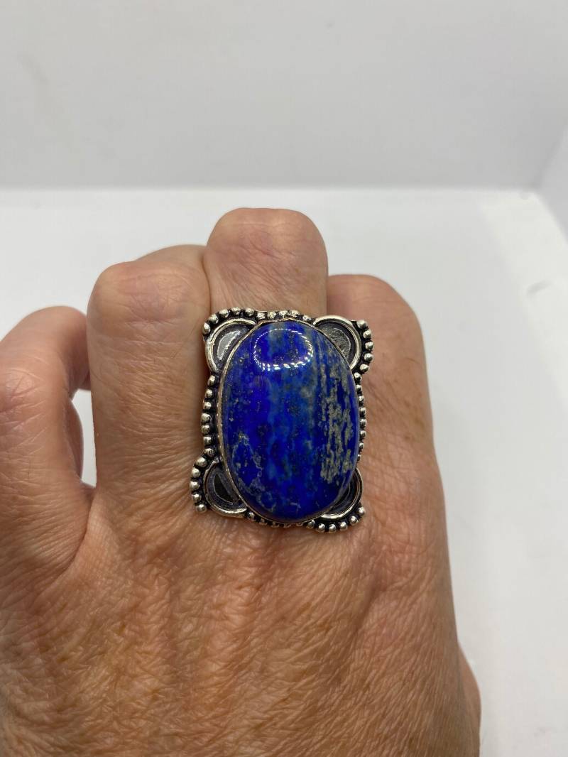 Vintage Blau Echte Lapis Lazuli Ring Größe 9 von NemesisJewelryNYC