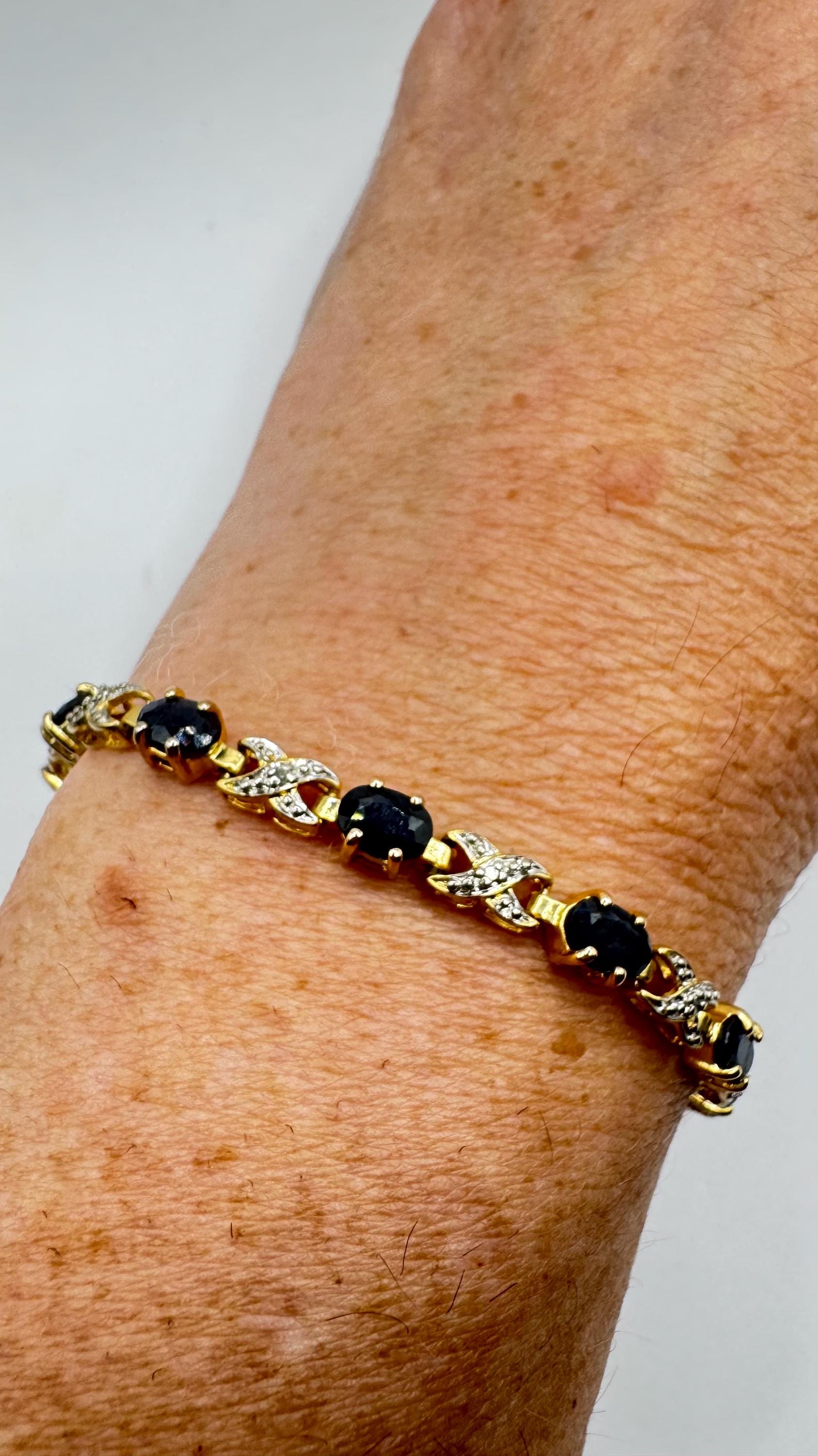Vintage Blauer Saphir Diamant Armband 925 Sterling Silber Vintage Blauer Saphir Diamant Armband 925 Sterling Silber von NemesisJewelryNYC