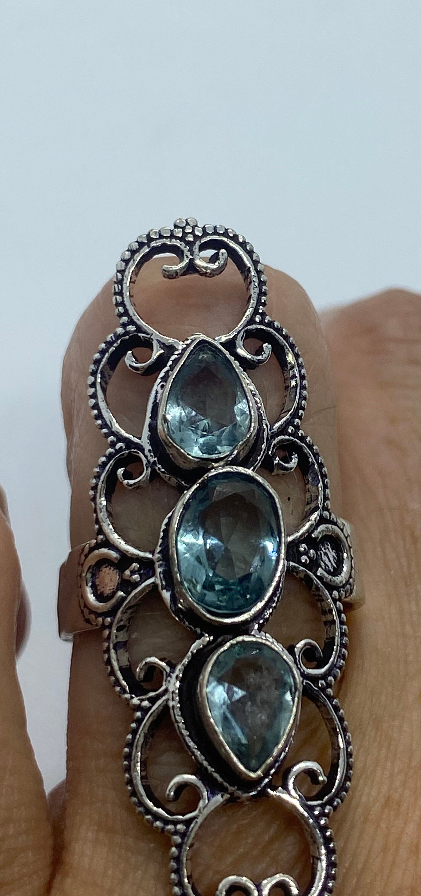 Vintage Blautopas Silber Ring Gr. 7, 5 von NemesisJewelryNYC