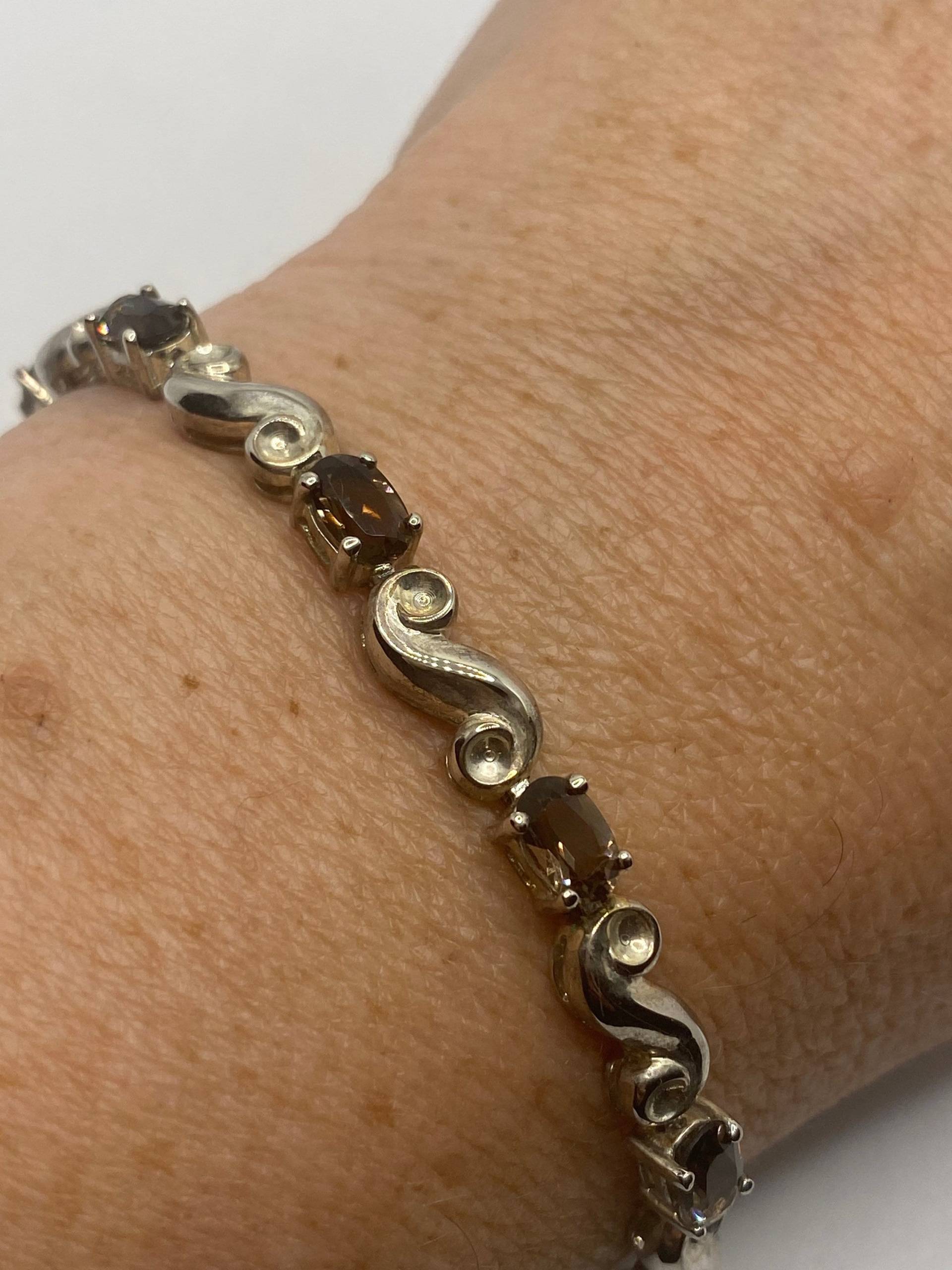 Vintage Braun Rauchtopas 925 Sterling Silber Armband Vintage Braun Rauchtopas 925 Sterling Silber Armband von NemesisJewelryNYC