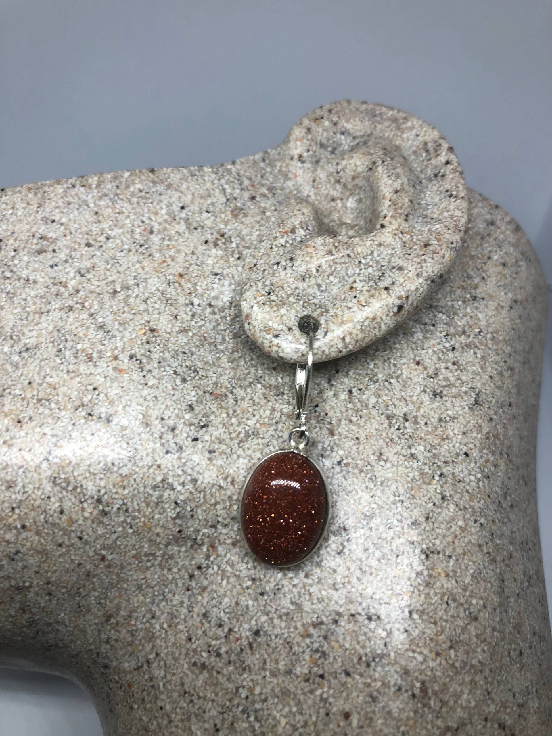 Vintage Chandelier Ohrringe Goldener Sandstein Silber von NemesisJewelryNYC