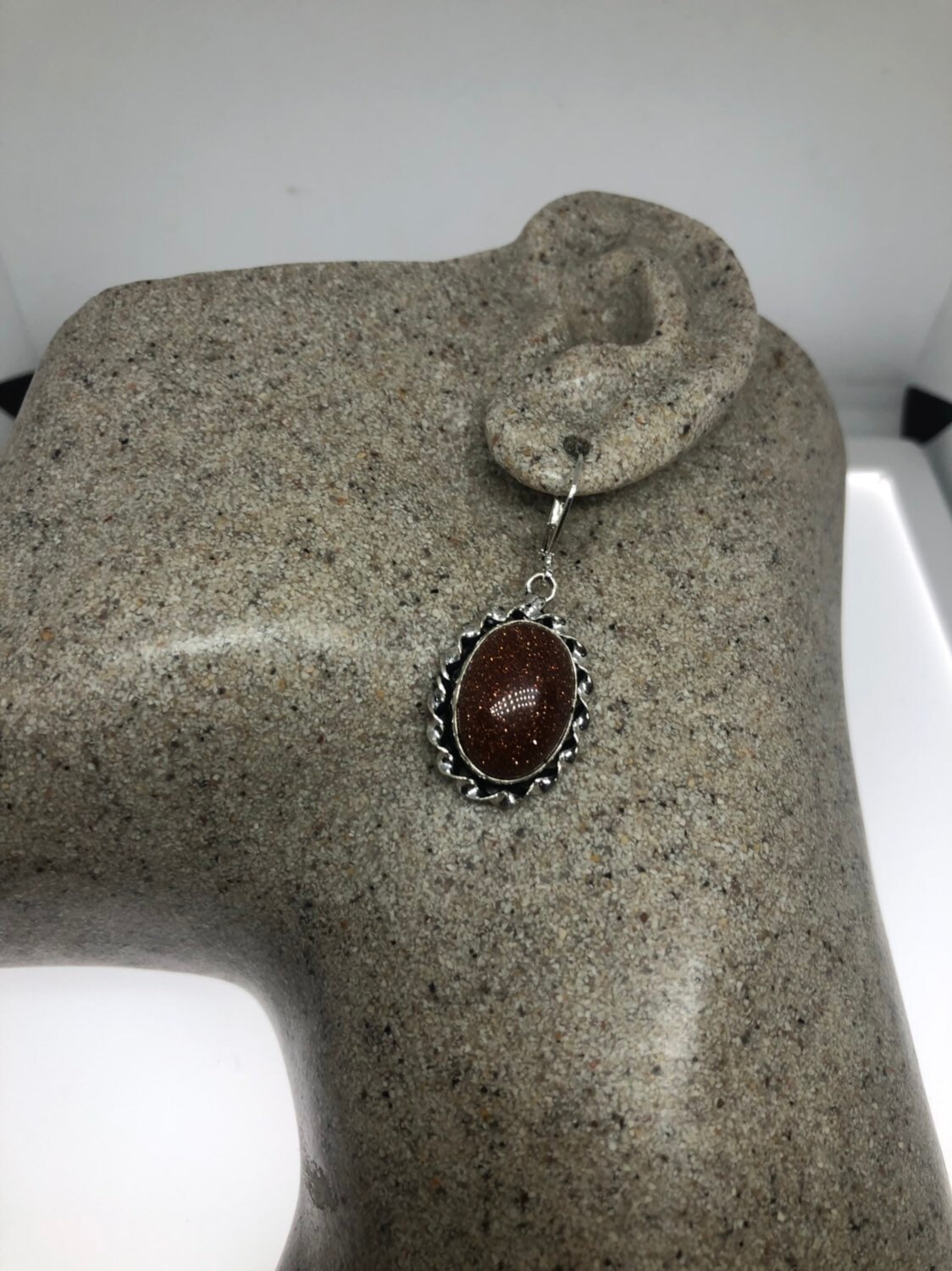 Vintage Chandelier Ohrringe Goldener Sandstein Silber von NemesisJewelryNYC