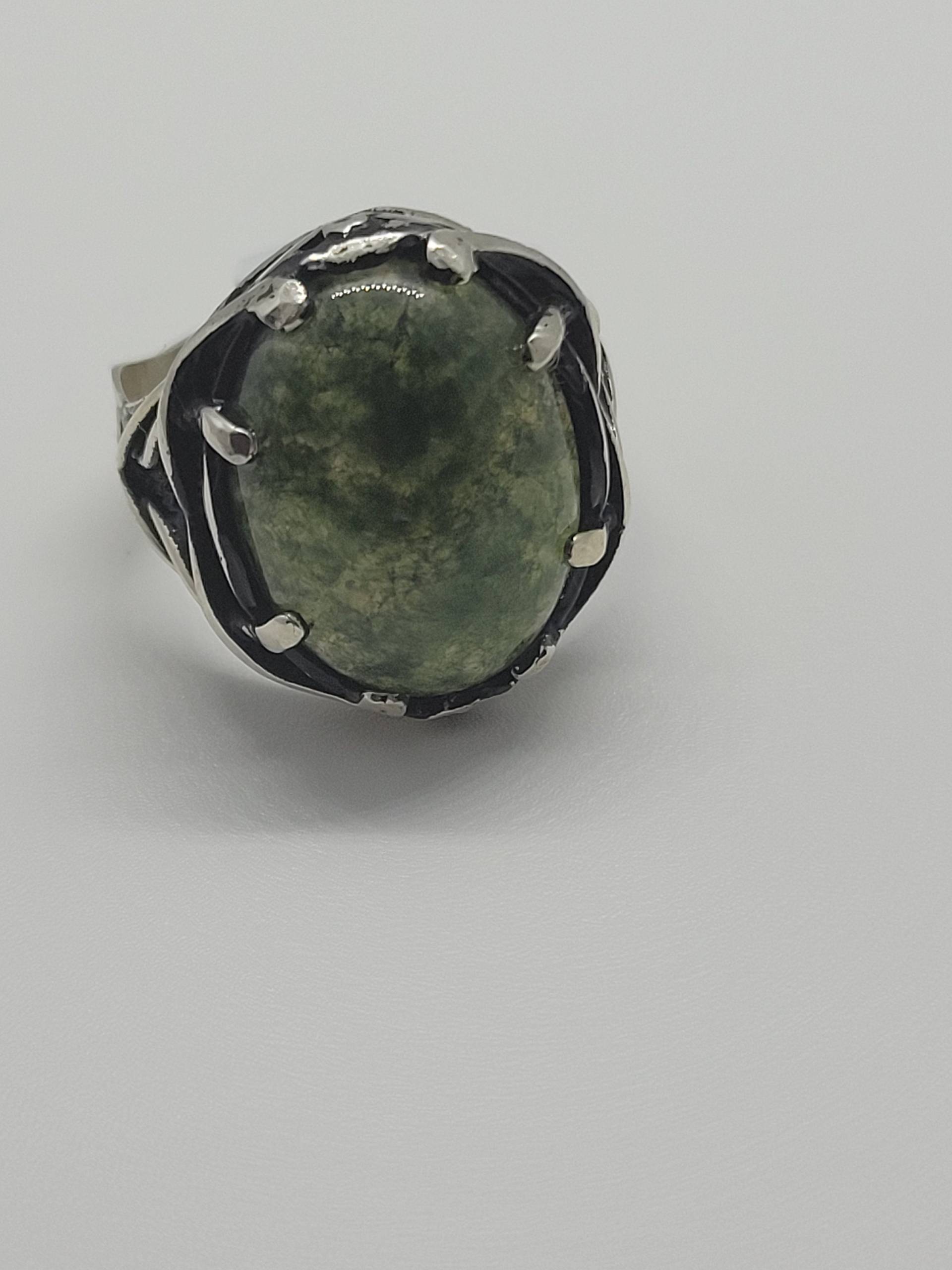 Vintage Chrysopras Herren Ring in 925 Sterling Silber Persisch Stiliert Mit Echtem von NemesisJewelryNYC