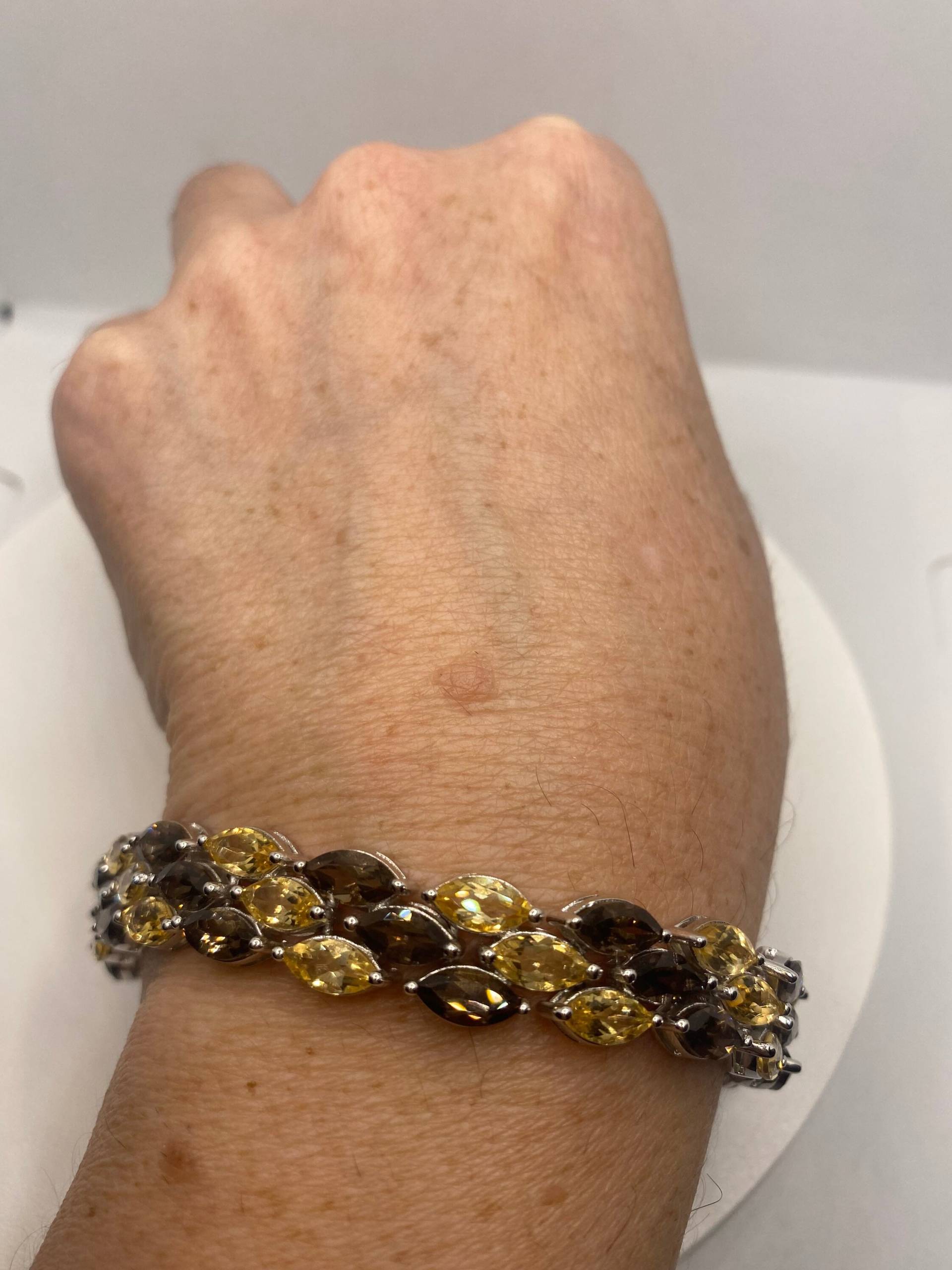 Vintage Citrin Rauchtopas Armband Aus 925 Sterling Silber Vintage Citrin Rauchtopas Armband Aus 925 Sterling Silber von NemesisJewelryNYC