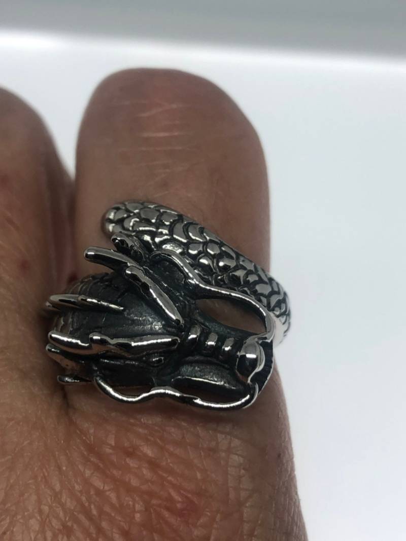 Vintage Drache Ring Gothic Silber Edelstahl Herren von NemesisJewelryNYC